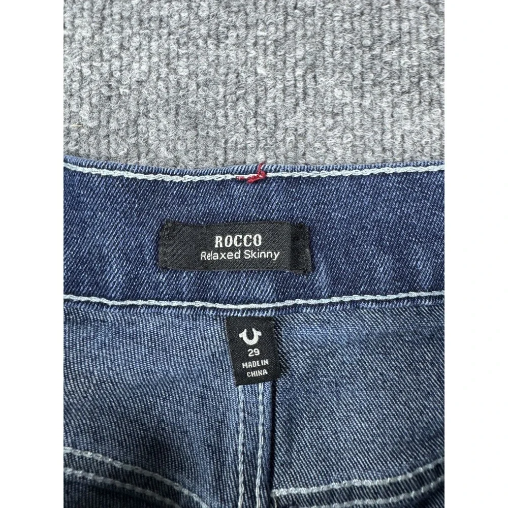 True Religion Rocco Relaxed Skinny Jeans Mens 29 Blue Dark Wash Denim Rap Y2K
